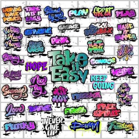 Hip Hop Graffiti Text bundle,wall street graffiti , Mega Graffiti street words, 35 graffiti words Png,instant download, Vintage Retro word 90s Graffiti Art, Street Art Graffiti Words, Graffiti Artwork Inspiration, Graffiti Doodles Ideas, Street Graphic Design, Positive Graffiti, Street Words, Cool Graffiti Art, Retro Words