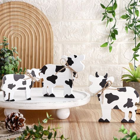 PRICES MAY VARY. Set of 3 pieces: You will receive 3 farmhouse table centerpieces decorations with cow designs, sufficient in quantity to meet your home and party decoration needs, bringing a rich farmhouse atmosphere, bringing you full of harvest and happiness Classic Design: These farmhouse tabletop decorations are designed in the shape of cows, looking cute and exquisite. These wooden farmhouse signs are an excellent supplement to your seasonal home decor Size information: these farmhouse des Table Shelf Decor, Thanksgiving Table Centerpieces, Wooden Table Decor, Wood Table Decor, Farmhouse Tabletop, Tray Decor Christmas, Fall Tiered Tray Decor, Christmas Desktop, Tafel Decor