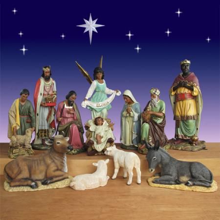 Life Size African American Nativity Set - 12 Pc Outdoor-Create a majestic outdoor display with these near life size Nativity figures. Perfect choice for a stunning yard or Church Nativity. Dimensions:  Tallest figure is 57" Angel (see individual items for height per figure) Weight:  Figures average about 45 lbs each (see individual items for exact weight) $3,599.00 http://www.christmasnightinc.com/c39/c260/Life-Size-African-American-Nativity-Set-12-Pc-Outdoor-p1296.html# Nativity Sets For Sale, Christmas Nativity Images, Nutcracker Gifts, Nativity Images, Outdoor Nativity Sets, Black Nativity, Nutcracker Gifts Ballet, Christian Christmas Decorations, Outdoor Nativity Scene