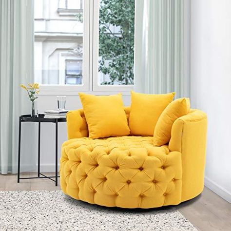 Meja Industrial, Hotel Living Room, Hotel Living, Fabric Yellow, Swivel Barrel Chair, Swivel Accent Chair, Leisure Chair, Barrel Chair, Lounge Sofa