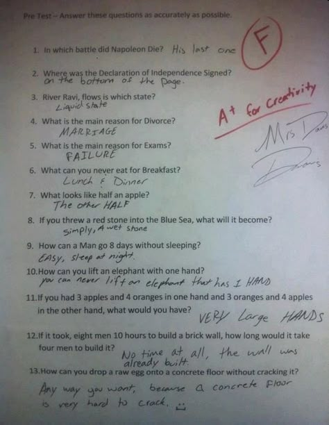 All I see is a page of correct answers: | 36 Test Answers That Are Too Clever For Their Own Good Funny Test Answers, Funny Test, Pinterest Humor, Totally Me, 웃긴 사진, E Card, School Humor, Laughing So Hard, Bones Funny