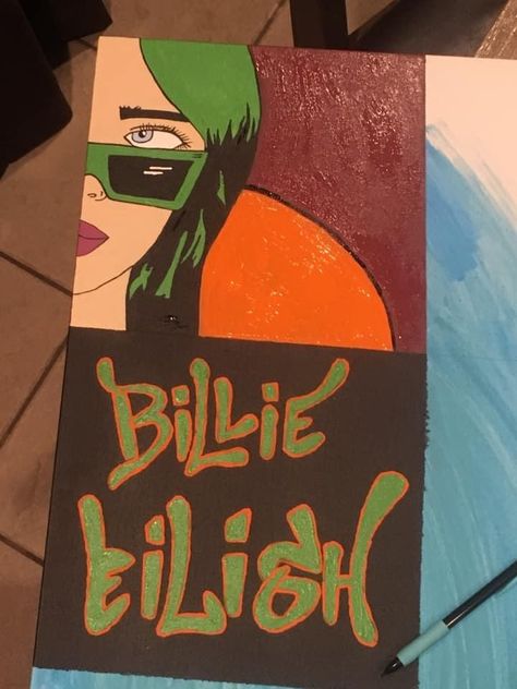 Cartoon Painting, Canvas Painting Designs, Pencil Art Drawings, Diy Canvas Art Painting, Diy Canvas, Pencil Art, Diy Canvas Art, Canvas Art Painting, Billie Eilish