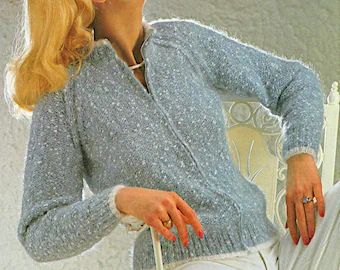 Knitting patterns for women cardigan | Etsy Round Knitting, 4 Ply Yarn, Jacket Cardigan, Sweater Knitting Patterns, Cardigan Pattern, Zip Up Sweater, Classic Pattern, Knit Shorts, Vintage Knitting