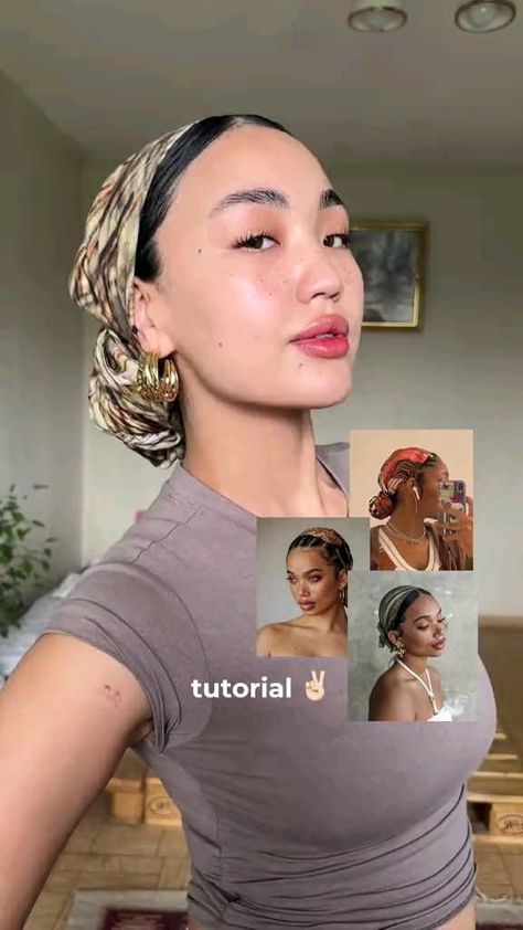 Headwrap Hairstyles, Hair Wrap Scarf, Hair Scarf Styles, Head Scarf Styles, Hair Stylies, Penteado Cabelo Curto, Elegante Casual, Bandana Hairstyles, Hair Stylist Life