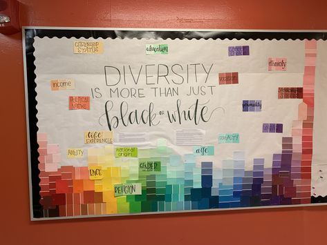 diversity color bulletin board // diversity is more than just black and white Diversity Month Bulletin Board, Equity Bulletin Board Ideas, Diversity Board Ideas, Diversity Bulletin Board High School, Gsa Bulletin Board Ideas, Inclusive Bulletin Board Ideas, Diversity Bulletin Board Ideas, Inclusion Bulletin Board, Dei Bulletin Boards