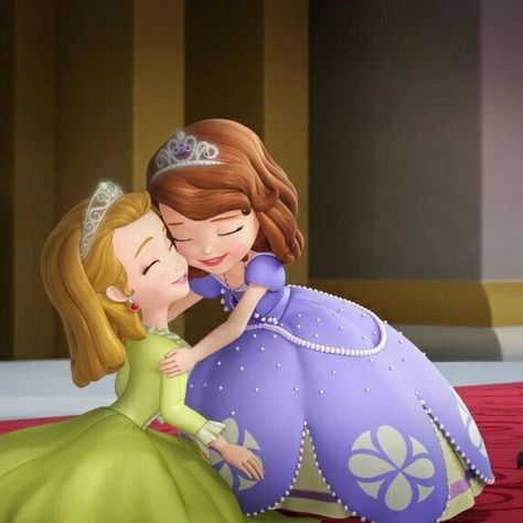 Blonde And Brunette Characters, Blonde And Brunette Cartoon Characters, Sofia The First Aesthetic, Famous Cartoon Duos, Blonde And Brunette Duo, Sofia The First Cartoon, Princess Amber, Movie Duos, Disney Duos