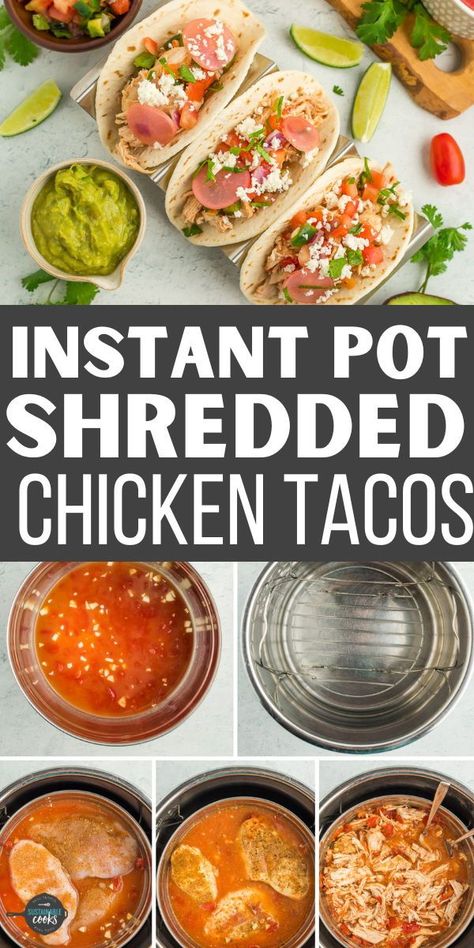 Juicy and flavorful, Instant Pot Chicken Tacos are a quick and delicious weeknight dinner. Perfect for freezer meals and make-ahead dinners, these shredded chicken tacos will become a family favorite. Instant Pot Chicken Tacos Easy, Chicken Taco Instant Pot, Insta Pot Chicken Tacos, Taco Chicken Instant Pot, Instapot Chicken Tacos, Ninja Foodi Chicken Tacos, Mexican Chicken Tacos Instant Pot, Instant Pot Street Tacos, Shredded Chicken Tacos Instant Pot