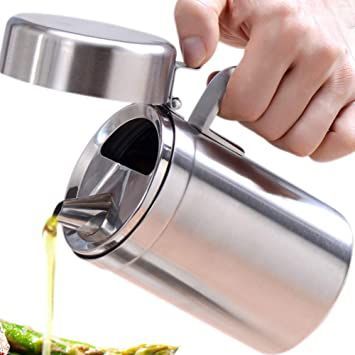 Olive Oil Dispensers Bottle, 550ML Oil Can Stainless Steel Oil Dispenser Pot Leak Proof Oil Salad Dressing Storage Oil Bottles Oil Container with Lid for Kitchen Cooking BBQ Oil Salad Dressing, Salat Dressing, Dressing Containers, Oil Container, Cooking Restaurant, Vinegar Dispenser, Olive Oil Dispenser, Oil Storage, Oil Dispenser