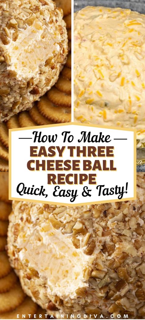 Easy Three Cheese Ball Classic Cheese Ball Recipes Easy, Easy Cheese Ball 3 Ingredients, Old Fashioned Cheese Ball, Easy Cheese Ball 3 Ingredients Simple, Original Cheese Ball Recipe, Cheddar Cheese Ball Recipes, Cheeseball No Nuts Cheese Ball Recipes, Cream Cheese Balls Recipe, Cheddar Cheese Ball