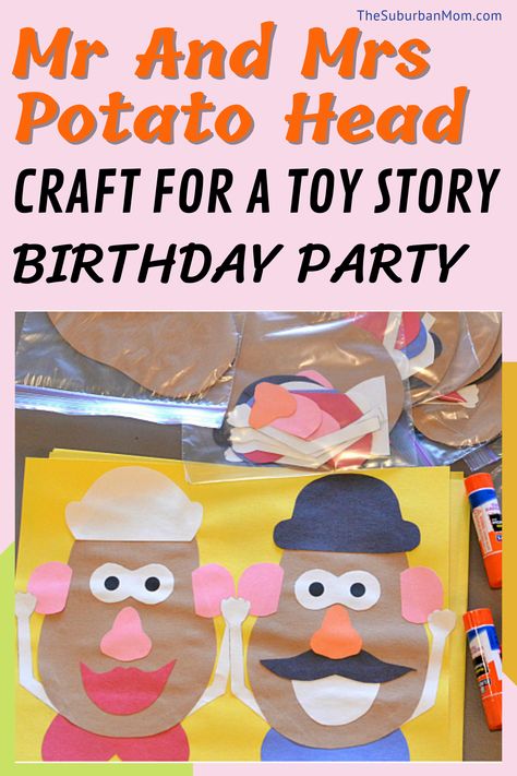 I heard Buzz Lightyear and Woody are planning the birthday of the year! I heard Mr. and Mrs. Potato are making a special appearance too! This Toystory birthday party just keeps getting better! Check out the blog for more details on this Mr. and Mrs. Potato head craft for a Toy Story birthday party! This DIY craft is super fun and simple but will elevate your party decorations to the next level! This party prop idea comes with free printables and is ready in no time too! #homemadepartydecorations Potato Head Craft, Mr Potato Head Printable, Mr And Mrs Potato Head, Buzz Lightyear And Woody, Prop Idea, Toy Story Printables, Toy Story Decorations, Homemade Party Decorations, Toy Story Crafts