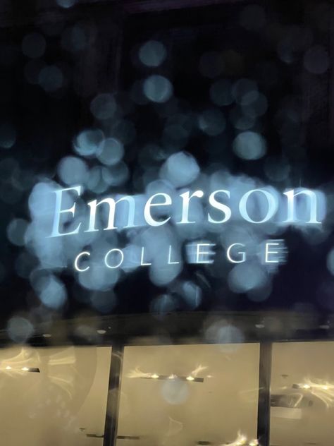 emerson college illuminated sign through the rain drops on a car window Emerson College Boston, Emerson College Aesthetic, Birthday Cocktail, Emerson College, College Aesthetic, College Graduate, Rainy Night, Hopes And Dreams, Boston Massachusetts