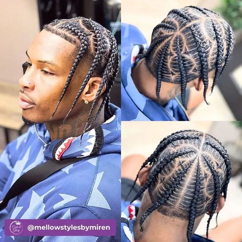 Pop smoke braids with Fade cut Pop Smock Braids Man, Pop Smock Braids, Men Side Braids, Pop Smock Braids Boy, Popsmoke Braids Men, Side Braids Men, Braids Hairstyles Men, Popsmoke Braids, Male Braid Styles