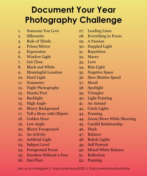 Daily Picture Challenge, 100 Day Photo Challenge, 52 Week Photo Challenge 2024, 2024 Photography Challenge, January Photography Challenge, Best Time To Take Pictures Outside, Photography Challenges For Beginners, Fall Photography Challenge, Weekly Photography Challenge