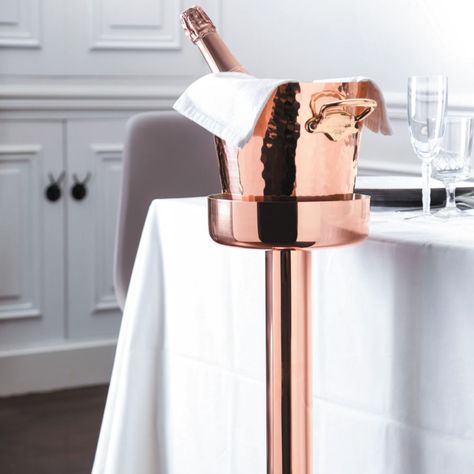 Mauviel M 30s Copper Champagne Bucket Holder - FRANCE CORNER Cooper Cookware, Champagne Ice Bucket, Barware Accessories, Champagne Bar, Bright Copper, Champagne Buckets, Copper Pots, Copper Kitchen, Farm Decor