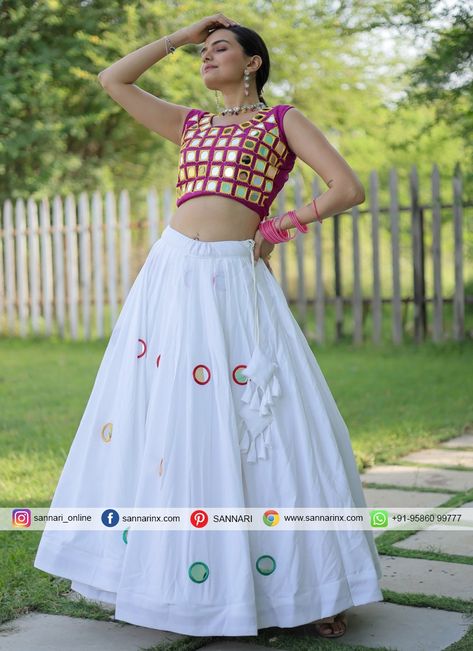 Competent Mirror Rayon White Readymade Lehenga Choli White Chaniya Choli For Navratri, White Chaniya Choli, White Chaniya, Chaniya Choli For Navratri, Choli For Navratri, Latest Designer Lehenga, Black Blouse Designs, Dress Mirror, Black Frock