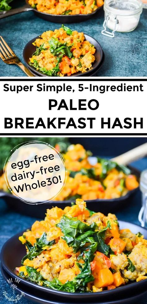 Here's a super simple, 5-ingredient Whole30 and Paleo Breakfast Hash. This egg-free breakfast recipe gets your day started right with plenty of veggies and protein! #allthenourishingthings #paleobreakfast #whole30breakfast #5ingredients #hash #eggfree #eggfreebreakfast Paleo Breakfast Easy, Paleo Breakfasts, Egg Free Breakfast, Paleo Recipies, Grain Free Breakfast, Bread Breakfast, Paleo Recipes Breakfast, Whole 30 Breakfast, Breakfast Hash