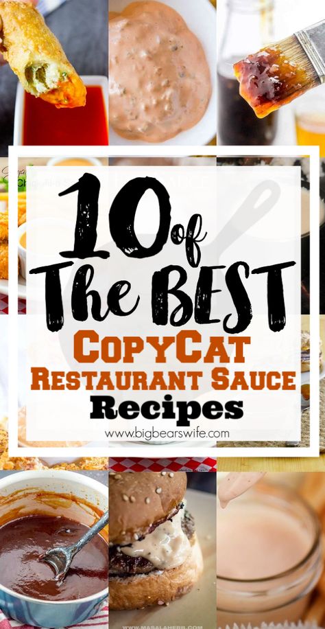 10 of the best CopyCat Restaurant Sauce Recipes - While we can't argue that a lot of restaurant food is amazing, would be really love them as much if they didn't serve our favorite sauces? From Chick-Fil-A Sauce to dip our chicken nuggets in to Sauce on Big Macs, sauces at our favorite restaurants make our meals even more amazing and now you can make your favorite restaurant sauces at home with 10 of the best CopyCat Restaurant Sauce Recipes in this post! Big Mac Sauce Recipe, Mac Sauce Recipe, Restaurant Recipes Famous, Big Tasty, Chick Fil A Sauce, Dipping Sauces Recipes, Copykat Recipes, Favorite Recipes Dinner, Copycat Restaurant Recipes