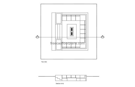 Outdoor Sunken Seating - Free CAD Drawings Sunken Seating, Sectional Drawing Architecture, Sunken Courtyard Architecture, Pool Section Detail, Raised Floor Detail Drawing, Infinity Pool Detail Section, Site Plan Drawing, Pool Houses Plans, One Storey House