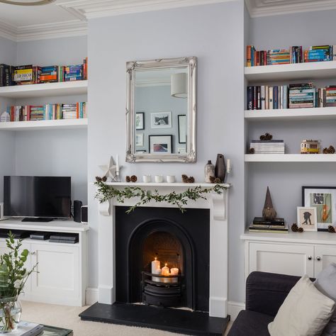 Modern and light, this newly-decorated home shows how use cool Scandi style to inject warmth and character into a period home Alcove Ideas Living Room, Victorian Living Room, Period Home, Cosy Living Room, Rooms Ideas, Living Room Shelves, Victorian Terrace, Living Room Diy, Living Room With Fireplace