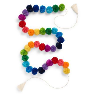 Pompom Decorations, Rainbow Pom Pom Garland, Craft Aesthetic, Pompom Garland, Garland Wreath, Mommy Jewelry, Rainbow Tree, Pom Garland, Pom Pom Crafts