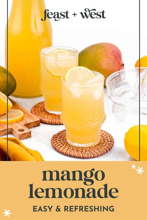 This delicious easy mango lemonade recipe is definitely a summer staple. Homemade lemonade has always been a favorite of mine, but sometimes a fun and fruity twist on that classic tart drink just hits the spot. https://feastandwest.com/2024/07/26/honey-mango-lemonade/ Mango Lemonade Recipe, Limoncello Lemonade, Summer Entertaining Recipes, Honey Mango, Frozen Drinks Alcohol, Recipe Mango, Mango Lemonade, Vodka Lemonade, Mango Chunks