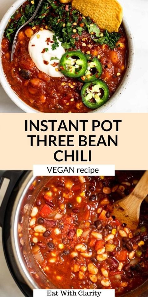 Instant Pots, Instant Pot Chili, Quick Vegetarian Dinner, Instant Pot Vegan, Vegan Chili Recipe, Vegan Chilli, Easy Stir Fry Recipes, Bean Chili Recipe, Dairy Free Pasta