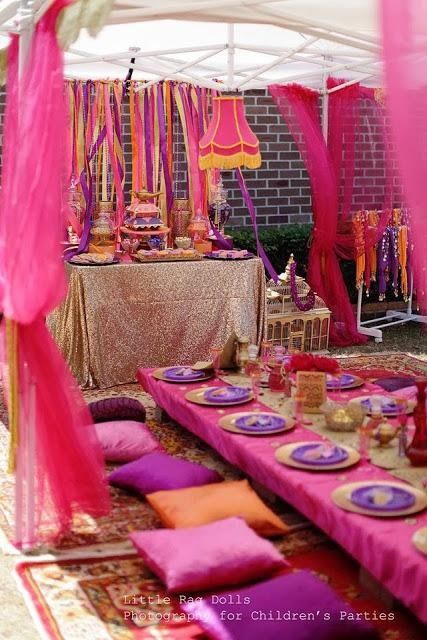 Marissa's birthday, An Arabian Nights themed party with a beautiful Moroccan feel by Sweet Bambini Event Styling Moroccan Theme Party, Princess Jasmine Party, Arabian Party, Arabian Theme, Arabian Nights Theme, 21 Party, Arabian Nights Party, Princess Jasmine Birthday, Aladdin Party