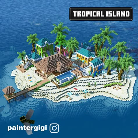 Minecraft Tropical Island, Minecraft Tropical, Minecraft Beach House, Minecraft Underwater, Rumah Minecraft Sederhana, Minecraft Mansion, Minecraft Servers, Minecraft House Plans, Bangunan Minecraft