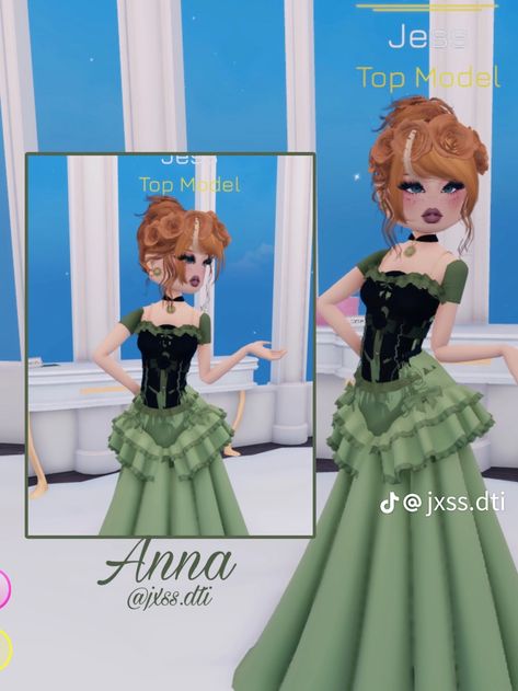 Cartoon Dti Outfit, Dti Fits Coronation, Anna Dress To Impress, Frozen Dress To Impress, Coronation Dress To Impress, Coronation Outfit, Anna Coronation Dress, Anna Coronation, Elsa Coronation