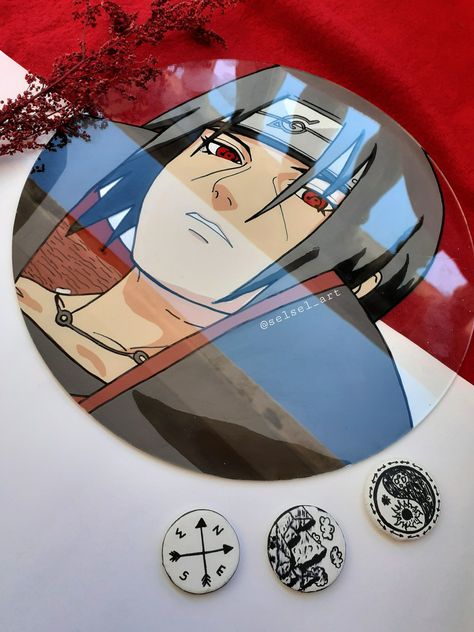 Naruto Glass Painting, Paintings Anime, Anime Glass Painting, Manga Painting, Cd Wall Art, Anime Canvas Painting, Cd Painting, Naruto Painting, Painting On Glass