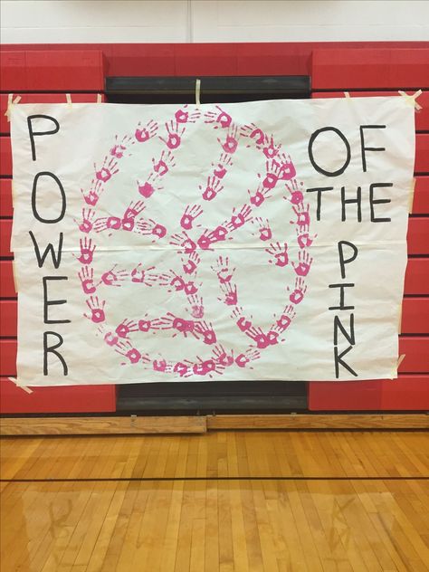 Volleyball Team Posters High Schools, High School Volleyball Posters, Pink Out Signs Volleyball, Pink Out Posters Basketball, Volleyball Game Themes Student Section, Volleyball Posters For Games Ideas, Volleyball Spirit Posters, Dig Pink Ideas, Pink Out Game Ideas