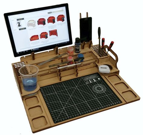 Workstation - Click Image to Close Warhammer Hobby Desk, Hobby Workstation, Rangement Art, Hold Mobile, Hobby Desk, Hidden Drawer, City Vehicles, Hobby Tools, Game Accessories