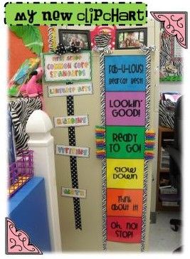 Tons of Classroom management Ideas--Color change clipart and a neat way to display what standard you are working on. Kindergarten Classroom Management, Behavior Clip Charts, Classroom Management Plan, Classroom Pictures, Behavior Chart, Clip Chart, Classroom Layout, Classroom Behavior Management, Homeschool Room