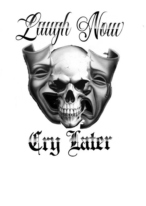 Laugh Now Cry Later Stencil, Smile Now Cry Later, Laugh Now Cry Later, Joker Smile, Chicano Tattoo, Tattoo Inspo, Tattoo Ideas, Sketch, Collage