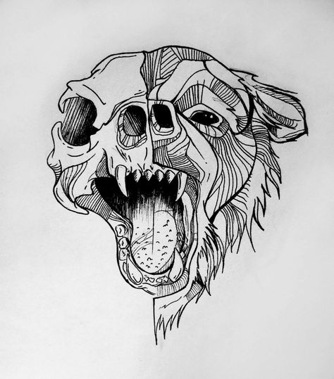 sketchy bear by Angel Mae Art Bear Skull, Skull Hand Tattoo, Tattoo Skull, Bear Tattoos, Bear Tattoo, Drawing Faces, Skull Tattoo Design, Skull Hand, Head Tattoos