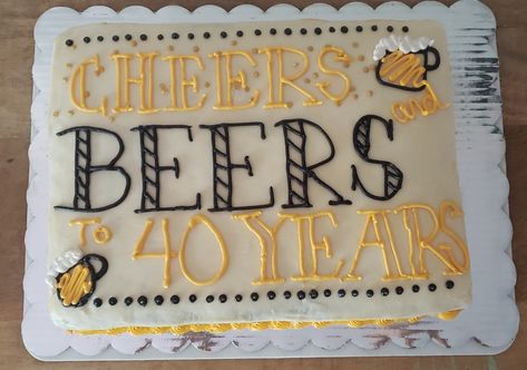 Cheers And Beers Cake Ideas, Cheers And Beers Party Cake, Mens Birthday Sheet Cake, Cheers And Beers To 30 Years Cake, Cheers And Beers To 40 Years Party Cake, Beer Birthday Cake, Cheers To 40 Years Cake, Cheers And Beers 40th Birthday, 30th Birthday Cakes For Men