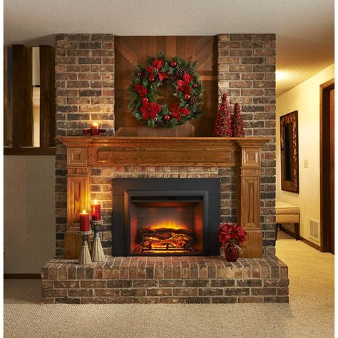 Faux Foyer, Recessed Electric Fireplace, Fake Fireplace, Mantel Ideas, Fireplace Shelves, Electric Fireplace Heater, Fireplace Heater, Casa Country, Wall Mount Electric Fireplace