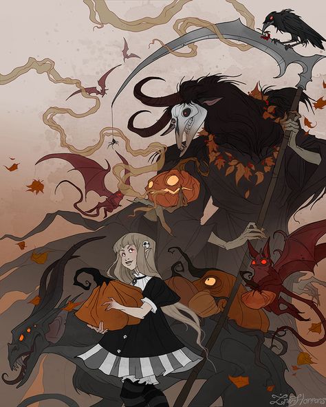 Blessed Samhain, Abigail Larson, Gothic Artwork, Halloween Illustration, Halloween Monster, Samhain, Gothic Art, Horror Art, Art Stuff