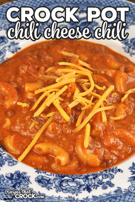 The flavor of this Crock Pot Chili Cheese Chili is incredible! I love how a few small changes take regular chili to an entirely new level. Wisconsin Chili, Chili With Cream Cheese, Crock Pot Chili, Chili Cheese Fritos, Chili Crockpot, Crock Pot Vegetables, Cheese Whiz, Crockpot Casserole, Crock Pot Tacos