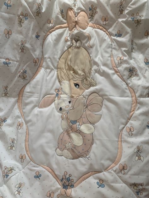 Precious Moments Aesthetic, Precious Moments Nursery, Precious Moments Sleeping Beauty, Vintage Winnie The Pooh Nursery Blankets, Precious Moments Blanket, Precious Moments Plush, Blessed Mother Statue, Unorganized Idea, Precious Moments Figurines Vintage