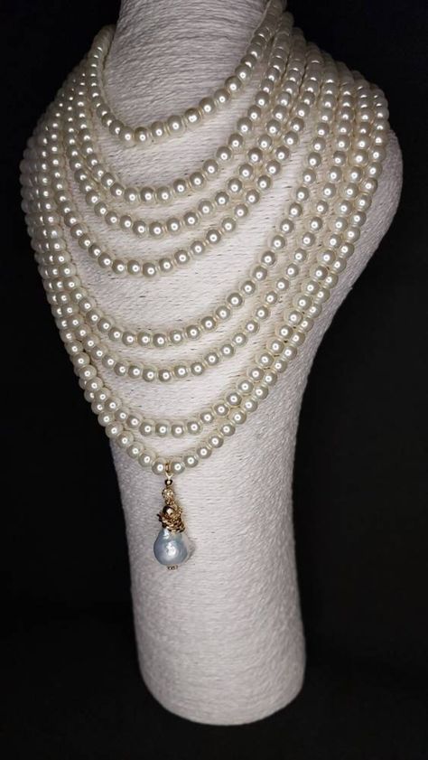 Wedding Pearl Necklace, Big Pendant Necklace, Multi Strand Pearl Necklace, Baroque Pearl Pendant, Big Pendant, Wedding Jewelry For Bride, Layered Pearl Necklace, Unique Pendant Necklace, Pearl Necklace Wedding