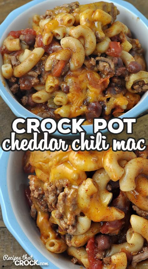 Crockpot Hotdish Recipes Simple, Quick And Easy Crockpot Recipes Beef, Crock Pot Dinners With Ground Beef, Easy Crop Pot Meals, October Crockpot Recipes, Chili Recipe Crockpot With Noodles, Ground Beef Dump Recipes Crock Pot, October Crockpot Meals, Crock Pot Chili Mac And Cheese