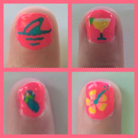 Getting ready for The Jimmy Buffett Concert.  Parrot Head Nail Art! Jimmy Buffett Nails, Jimmy Buffet Nail Ideas, Jimmy Buffett Tailgate, Buffett Ideas, Jimmy Buffett Party, Jimmy Buffett Concert, Margaritaville Party, Luau Ideas, Tailgating Ideas