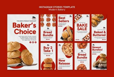 Instagram stories set for bread cooking ... | Free Psd #Freepik #freepsd #food #business #social-media #bakery University Social Media, International Sushi Day, Airbnb Social Media, Yoga Social Media, Social Media Cover Design, Wellness Social Media, Pink Social Media, Modern Bakery, Creative Social Media Design