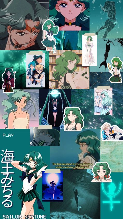 Sailor Neptune Aesthetic, Aesthetic Bulletin Board, Neptune Aesthetic, Ocean Stars, Anime Green, Saylor Moon, Moon Color, Ethereal Style, Style Essence