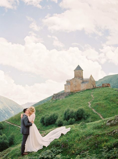 Perfect location for wedding - Kazbegi mountains, Georgia Photography: Muravnik photography | Wedding Planning: Wedding Classic | Flowers and decor: Holiday Everyday | MUAH: Anastasia Raevskaya | Venue: Rooms Hotel, Kazbegi, Georgia #destinationwedding #weddingphotography Russian Wedding, Preowned Wedding Dresses, Georgia Wedding, Destination Elopement, Wedding Vows, Wedding Dress Inspiration, Wedding Welcome, Wedding Locations, Fine Art Wedding