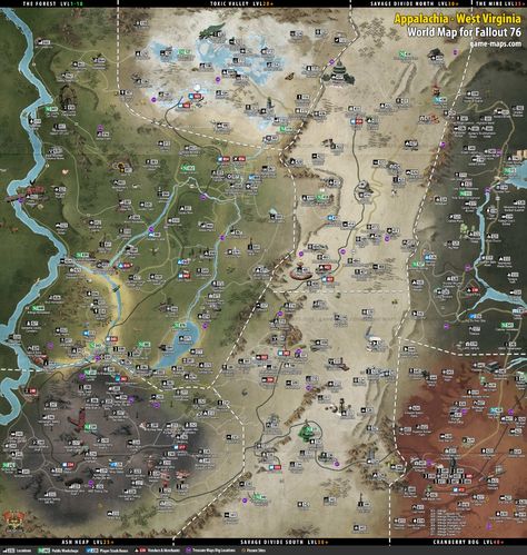 Fallout 76 World Map Fallout 4 Map, Fallout Map, Fallout Artwork, Wallpaper Plant, Fallout Funny, Cranberry Bog, Fallout Game, Places Worth Visiting, Fallout 76