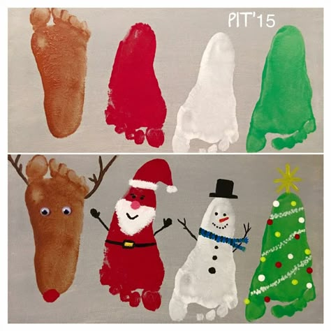 Cute Christmas Crafts For Kids, Cute Christmas Crafts, Baby Footprint Crafts, Baby Art Crafts, Baby Christmas Crafts, Kids Craft Ideas, Baby Art Projects, Footprint Crafts, Christmas Crafts For Toddlers