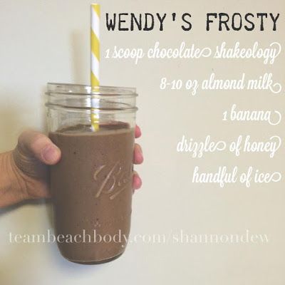 Life After I "Dew"- Wendy's Frosty Shakeology 310 Shake Recipes, Shakeology Shakes, Chocolate Shakeology Recipes, Drinks Tequila, Wendy's Frosty, Cocktail Tequila, Beachbody Shakeology, Wendys Frosty, 310 Nutrition