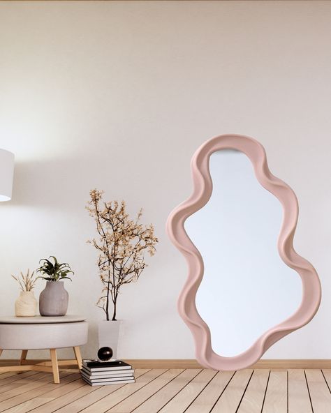 Diy Wavy Mirror, Home Improvements Diy, Mirror Creative, Curvy Mirror, Cloud Mirror, Curved Mirror, Wavy Mirror, Mirror For Bathroom, Decorative Mirrors